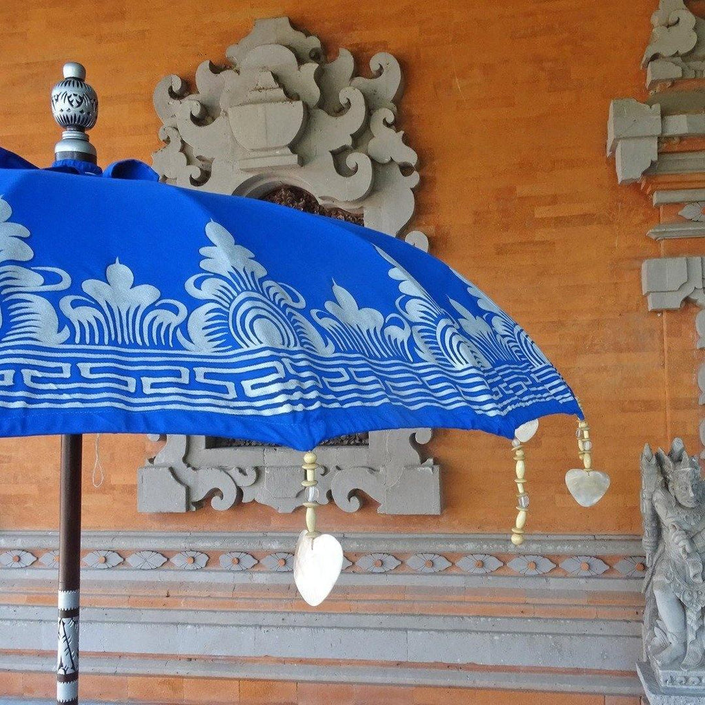 Bluebell Parasol - Baliaric Balinese Garden Parasol Blue, Decorative accents, Elegant home decor, garden and home, garden decor, garden decoration, garden idea, Half Painted, Home decorating ideas, home with garden, ibiza, Magnificent craftsmanship, outdoor umbrella, parasols, parasols umbrellas, patio umbrellas, sd_preorder